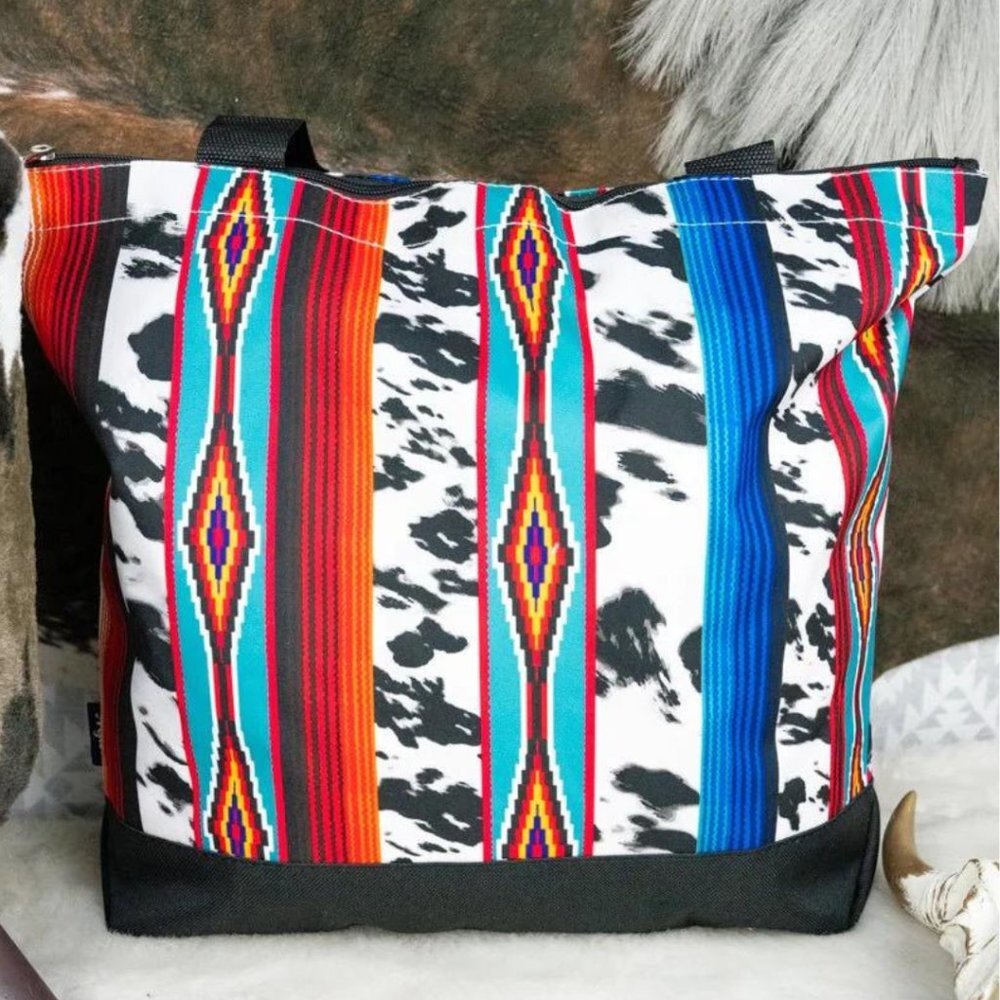 NGIL Sarape and Cow Print Tote Bag and Coin Purse NWT